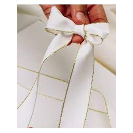 SATIN WITH METAL EDGE 25MM - WHITE BY THE METER