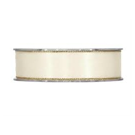 SATIN WITH METAL EDGE 25MM - WHITE BY THE METER