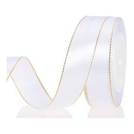SATIN WITH METAL EDGE 25MM - WHITE BY THE METER