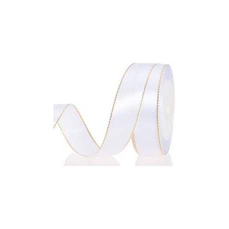 SATIN WITH METAL EDGE 25MM - WHITE BY THE METER