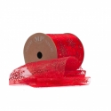 ORGANZA SNOWFLAKE RIBBON 100MM - RED BY THE METER