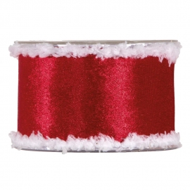 RED FUR EDGES RIBBON 63MM - BY THE METER