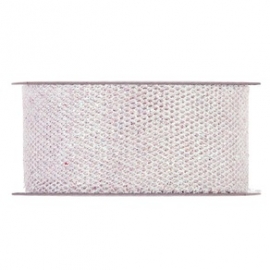 GLITTER RIBBON MESH 38MM - WHITE BY THE METER
