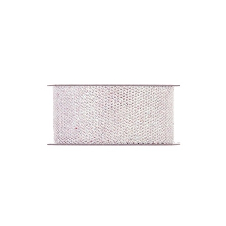 GLITTER RIBBON MESH 38MM - WHITE BY THE METER