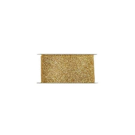 GLITTER RIBBON MESH 38MM - GOLD BY THE METER