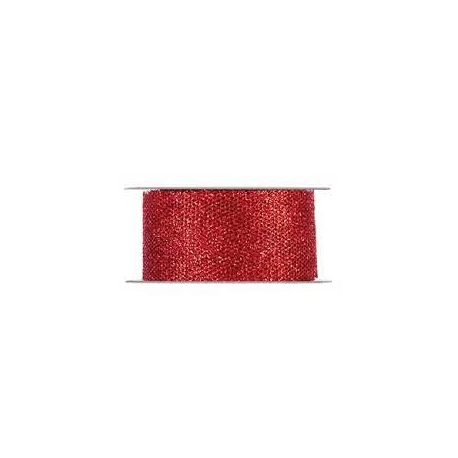 GLITTER RIBBON MESH 38MM - RED BY THE METER