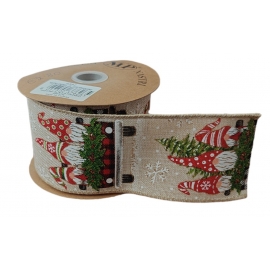 GNOMES RIBBON & CARS 63MM - BLUE BY THE METER