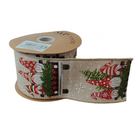 GNOMES RIBBON & CARS 63MM - BLUE BY THE METER