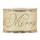 MERRY CHRISTMAS RIBBON 63MM - GOLD BY THE METER