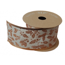 MISTLETOE RIBBON 63MM - GOLD BY THE METER