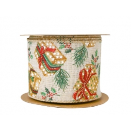CHRISTMAS GIFT RIBBON 63MM - BY THE METER