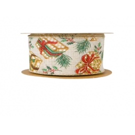 CHRISTMAS GIFT RIBBON 40MM - BY THE METER