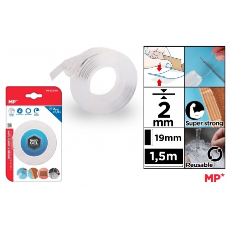 TRANSPARENT DOUBLE SIDED TAPE 2MM X 1.5MTR