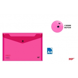 POLYPROPYLENE ENVELOPE FOLDER W/BUTTON - A4 - FLO PINK
