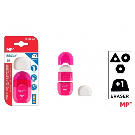 PENCIL ERASER WITH SHARPENER AND COVER