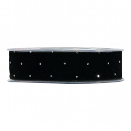 RIBBON CHRISTMAS DIAMONDS 25MM - BLACK - BY THE METER