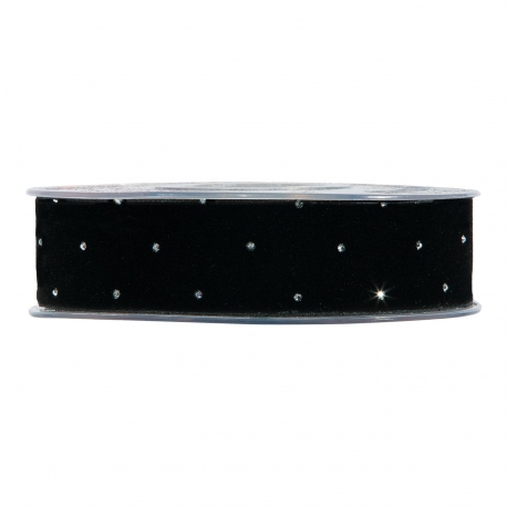RIBBON CHRISTMAS DIAMONDS 25MM - BLACK - BY THE METER