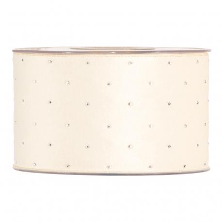 RIBBON CHRISTMAS DIAMONDS 63MM - CREAM - BY THE METER
