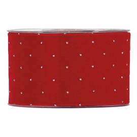 RIBBON CHRISTMAS DIAMONDS 63MM - RED - BY THE METER
