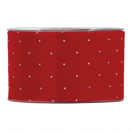 RIBBON CHRISTMAS DIAMONDS 63MM - RED - BY THE METER