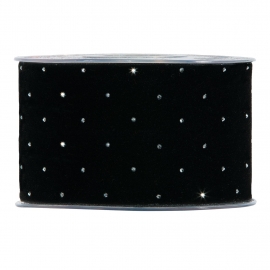 RIBBON CHRISTMAS DIAMONDS 63MM - BLACK - BY THE METER