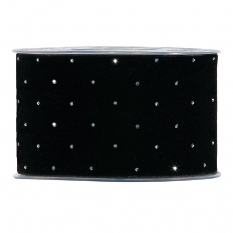 RIBBON CHRISTMAS DIAMONDS 63MM - BLACK - BY THE METER