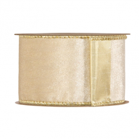 RIBBON VELVET CHRISTMAS 63MM - CREAM - BY THE METER