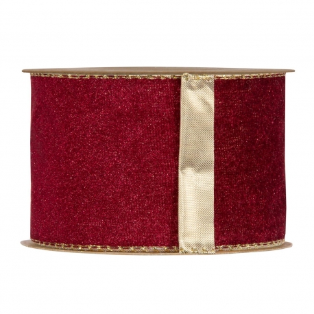RIBBON VELVET CHRISTMAS 63MM - DARK RED - BY THE METER