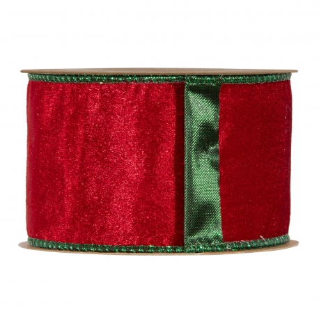 RIBBON VELVET CHRISTMAS 63MM - BORDEAUX - BY THE METER