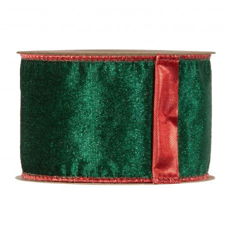 RIBBON VELVET CHRISTMAS 63MM - DARK GREEN - BY THE METER