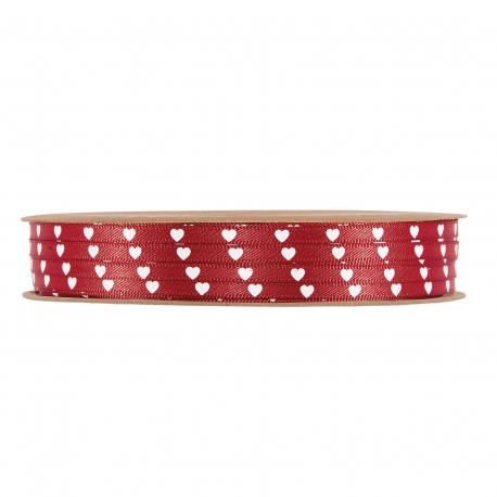 HEARTS RIBBON 4MM - RED - BY THE METER