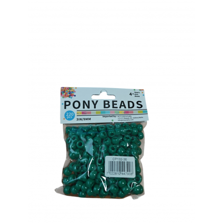 PLASTIC PONY BEADS PKT - GREEN CA.220 PCS