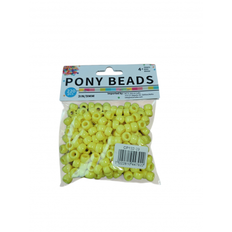 PLASTIC PONY BEADS PKT - YELLOW CA.220 PCS