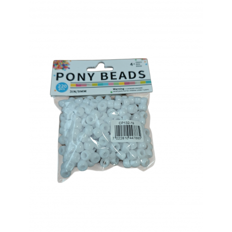 PLASTIC PONY BEADS PKT - WHITE CA.220 PCS