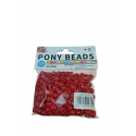PLASTIC PONY BEADS PKT - RED CA.220 PCS