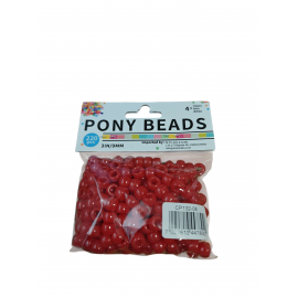 PLASTIC PONY BEADS PKT - RED CA.220 PCS