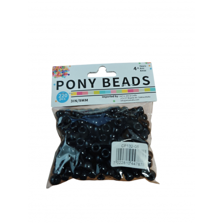 PLASTIC PONY BEADS PKT - BLACK CA.220 PCS