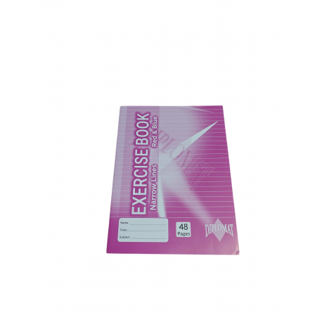 DIPLOMAT EXERCISE BOOK NARROW RED & BLUE LINES 48 PAGES