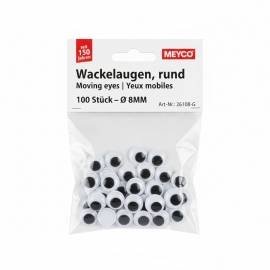 WIGGLY EYES 8MM ROUND - 100 PC BAG