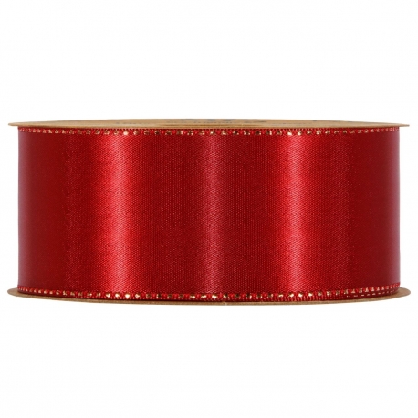 RIBBON SATINE` 40MM - RED DAHLIA BY THE METER