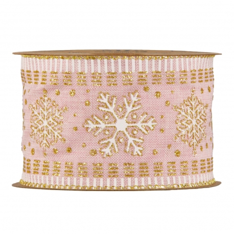 RIBBON SNOWFLAKE IN PINK 63MM BY THE METER