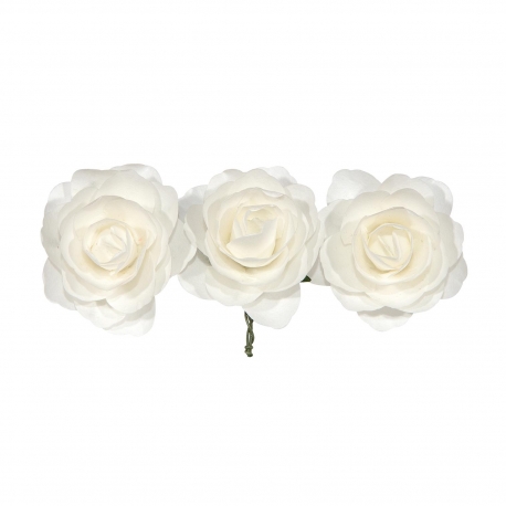 PICK W/12 PAPER ROSES CM3.5 - WHITE
