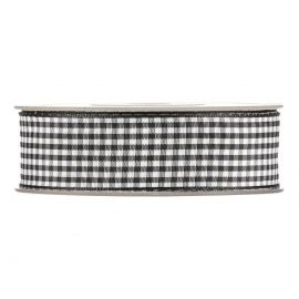 RIBBON VICHY 25MM - BLACK BY THE METER