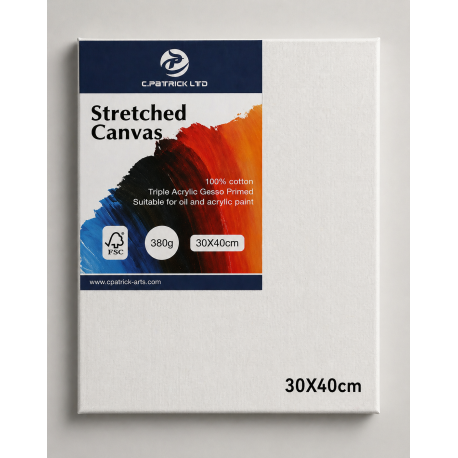 STRETCHED CANVAS WIDE 380GSM 30 X 40CM, 3.5cm DEEP