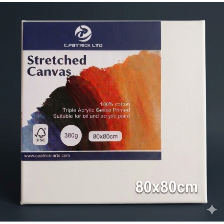 STRETCHED CANVAS WIDE 380GSM 80 X 80CM, 3.5cm DEEP