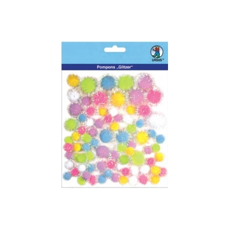 Glitter Pom Poms - Different Colours & Sizes