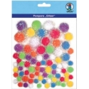 Glitter Pom Poms - Different Colours & Sizes