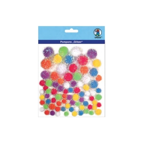 Glitter Pom Poms - Different Colours & Sizes