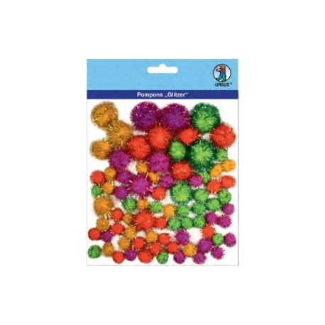 Glitter Pom Poms - Different Colours & Sizes