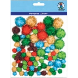 Glitter Pom Poms - Different Colours & Sizes